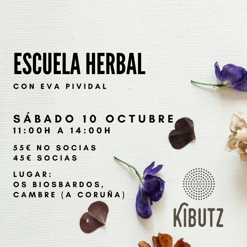 Escuela Herbal. Sábado 10 de octubre, 2026 a las 10:00h. Imparte Eva Pividal.